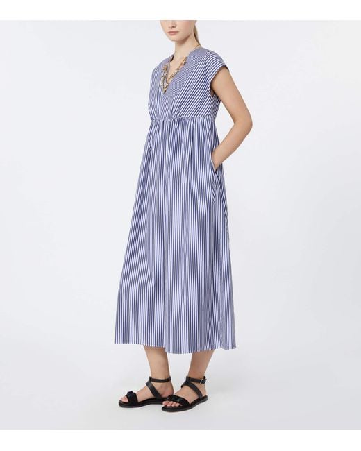 Weekend by Maxmara Purple Cotton Stripe Midi Dress