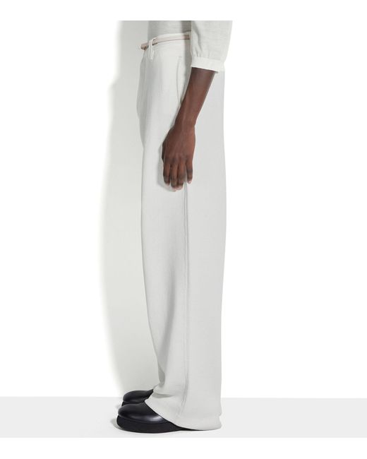 Zegna White Linen Belted Trousers for men