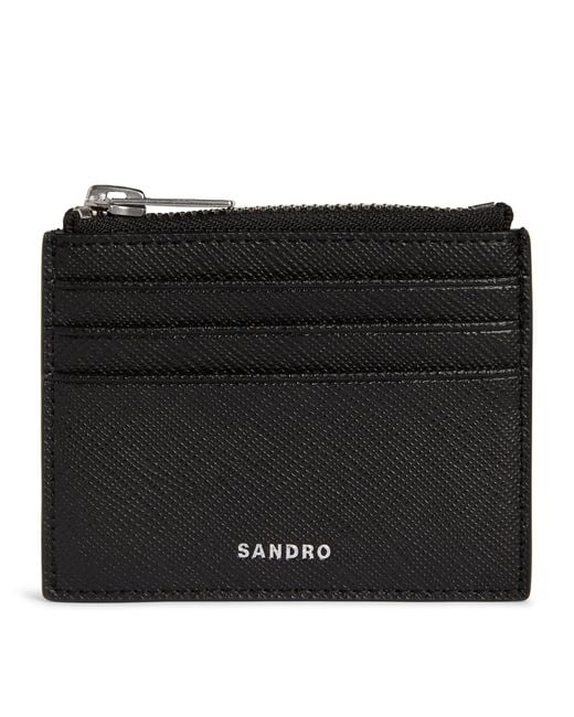 Sandro Black Leather Card Holder for men