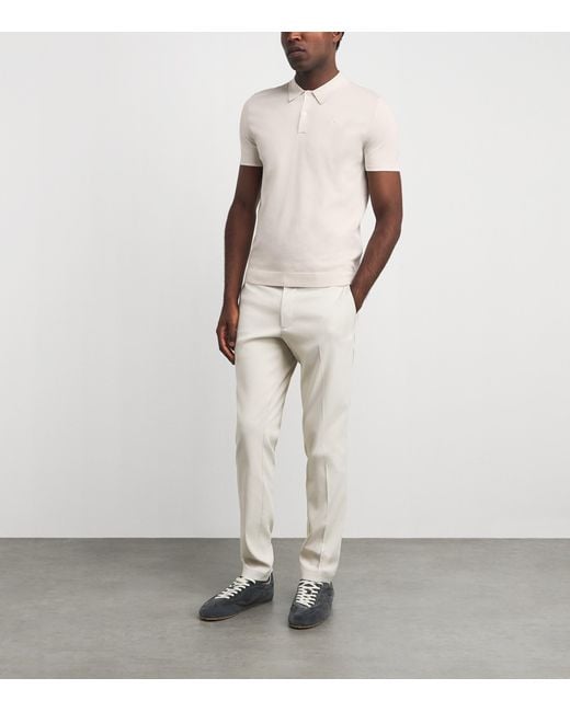 J.Lindeberg White Matheo Knit Golf Polo Shirt for men