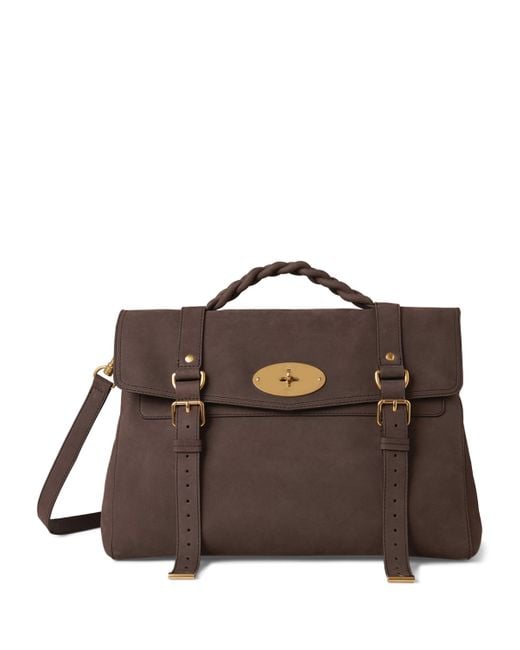 Mulberry Brown Oversized Nubuck Alexa Satchel Bag