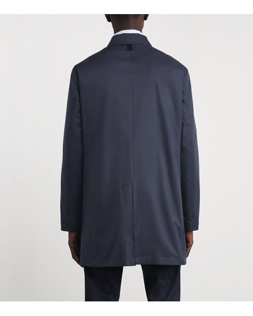 Canali Blue Water-Resistant Overcoat for men