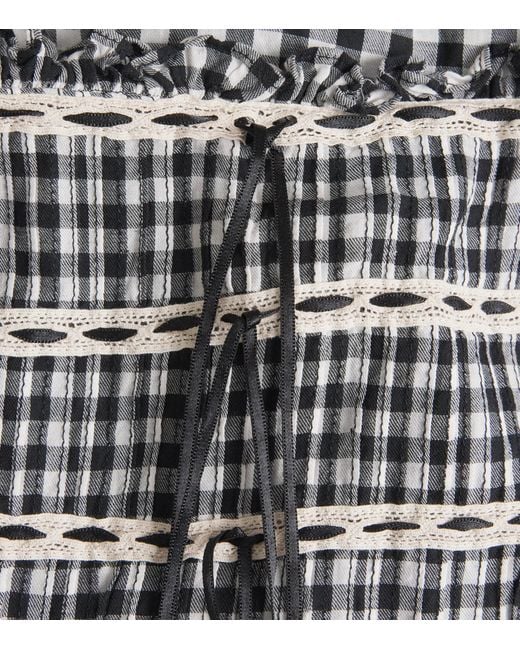 Rixo Gray Cotton Check Chandra Midi Dress