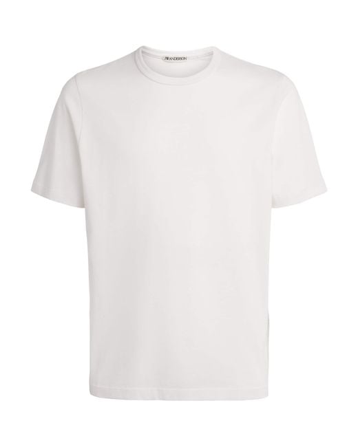 J.W. Anderson White Cotton Embroidered Anchor T-Shirt for men