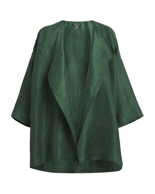 Eskandar Green Silk Wide A-Line Jacket