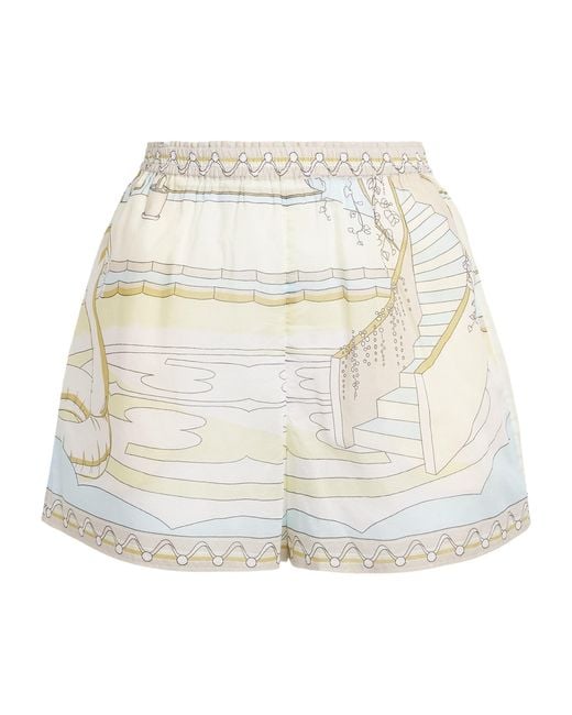 Tory Burch White Cotton Printed Shorts