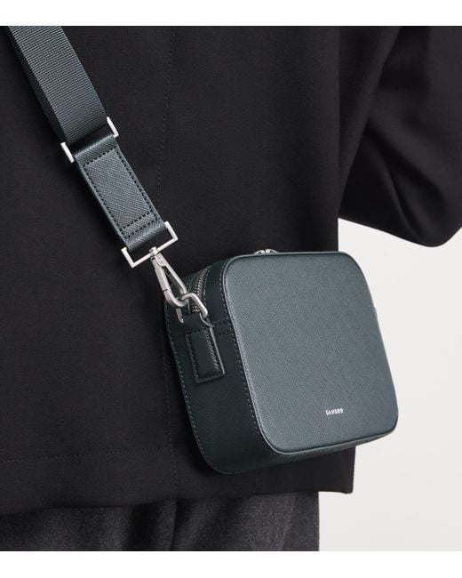 Sandro Gray Mini Recycled Saffiano Leather Cross-Body Bag for men