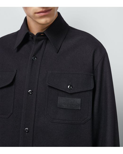 Gucci Black Wool Patch-detail Overshirt for men
