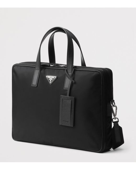 Prada Black Re-Nylon And Saffiano Leather Briefcase for men