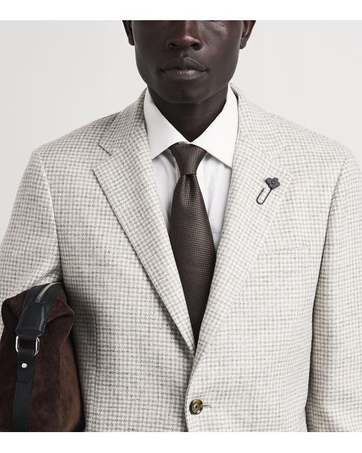 Isaia White Silk Seven-Fold Tie for men