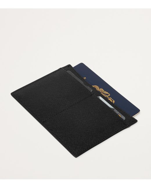 Smythson Black Panama Leather Passport Sleeve for men