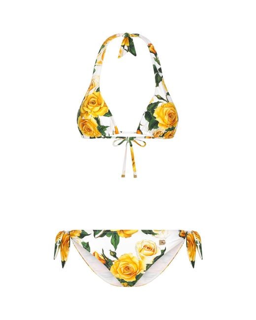Dolce & Gabbana Yellow Floral Bikini