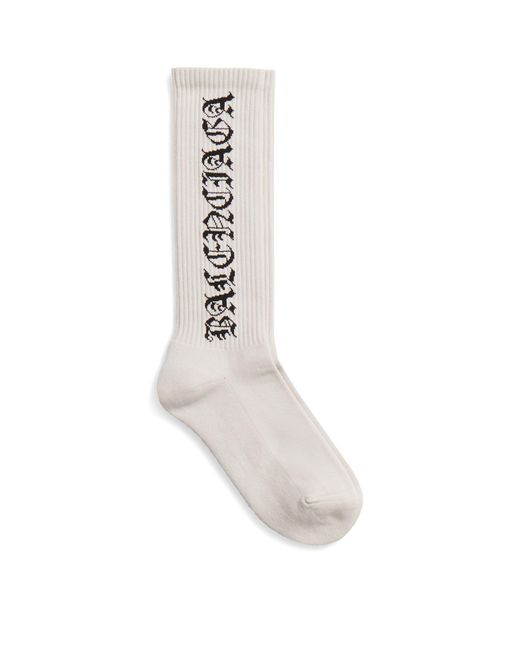 Balenciaga White Gothic Logo Socks