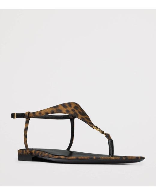 Saint Laurent Natural Leopard Print Cassandra Sandals