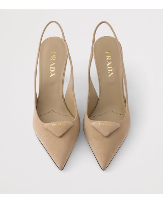 Prada Metallic Suede Slingback Pumps 75