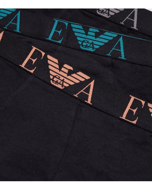 Emporio Armani Black Stretch-Cotton Eagle Monogram Trunks for men