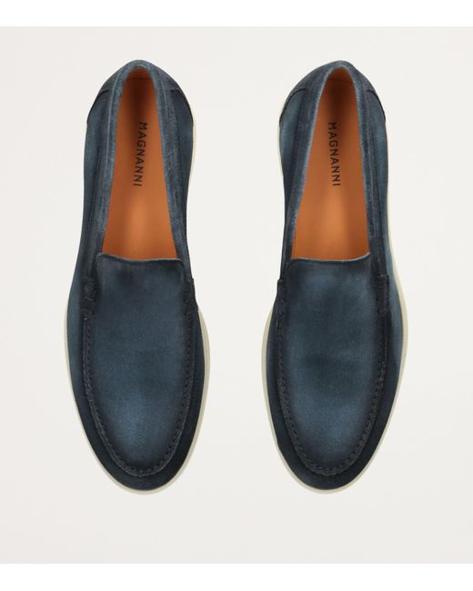 Magnanni Shoes Blue Leather Paraiso Loafers for men
