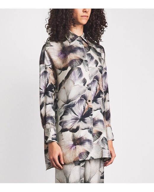 Agnona Gray Silk Printed Shirt