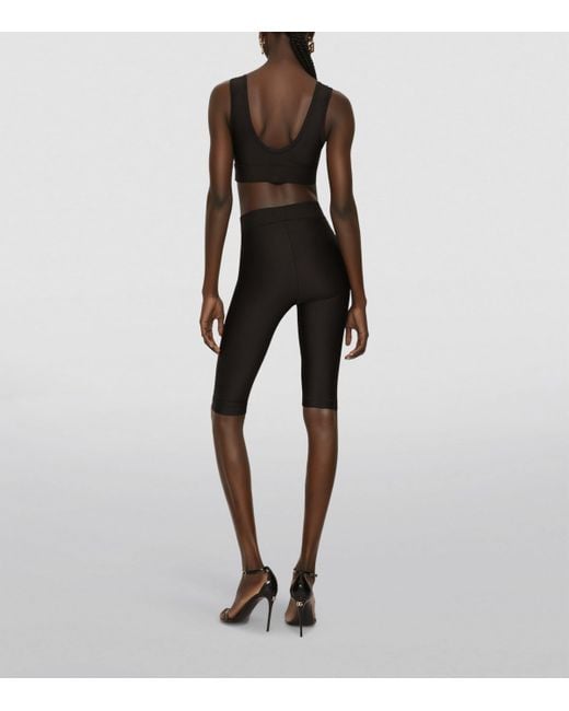 Dolce & Gabbana Black Logo Waistband Short Leggings