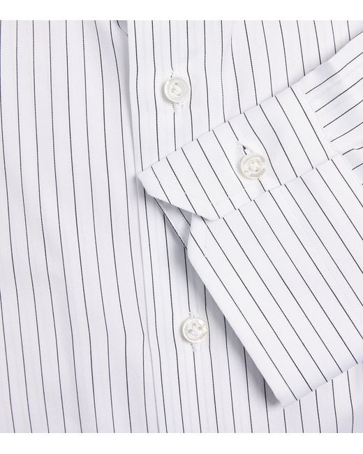 Isaia White Cotton-Silk Stripe Shirt for men