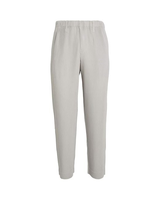 Homme Plissé Issey Miyake Gray Pleated Slim Trousers for men