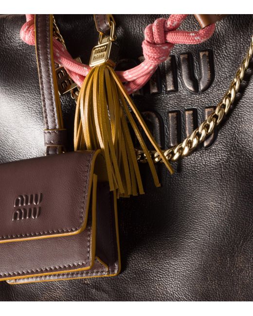 Miu Miu Pink Leather Cord Bag Chain
