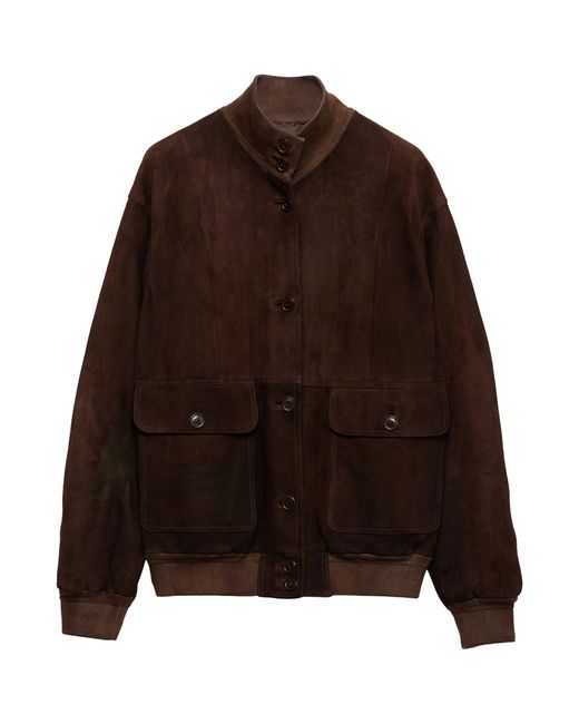 Prada Brown Suede Bomber Jacket
