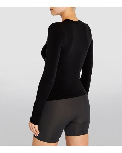 Skims Black Cotton Jersey Long-Sleeved T-Shirt
