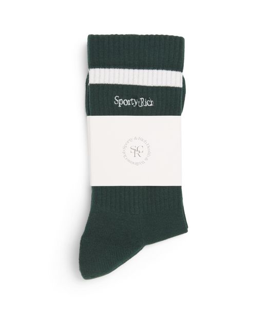 Sporty & Rich Green Serif Logo Socks