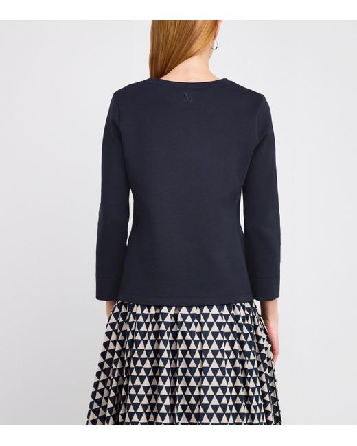 Max Mara Blue Cotton-Blend Long-Sleeve T-Shirt