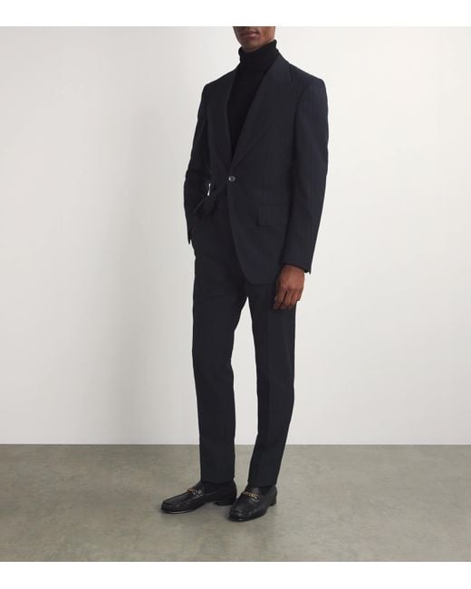 Tom Ford Blue Herringbone Stripe Atticus 2-Piece Suit for men