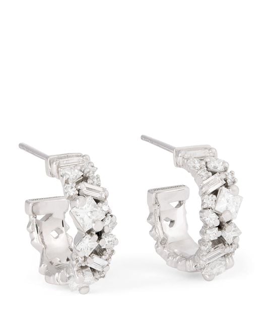 Suzanne Kalan Metallic And Diamond La Fantaisie Hoop Earrings