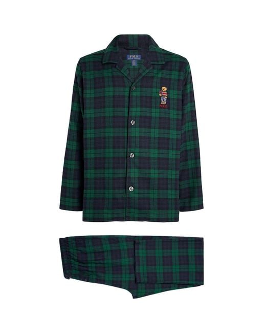Polo Ralph Lauren Green Cotton Polo Bear Check Pyjama Set for men