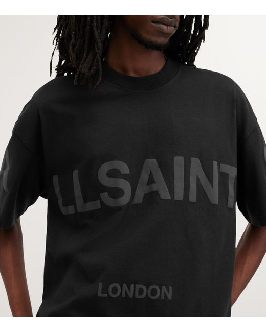 AllSaints Black Cotton Biggy Logo T-Shirt for men