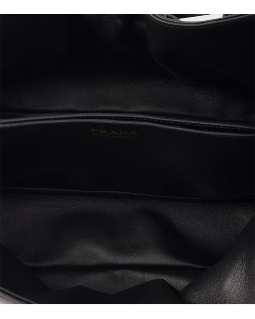 Prada Black Small Dada Leather Shoulder Bag