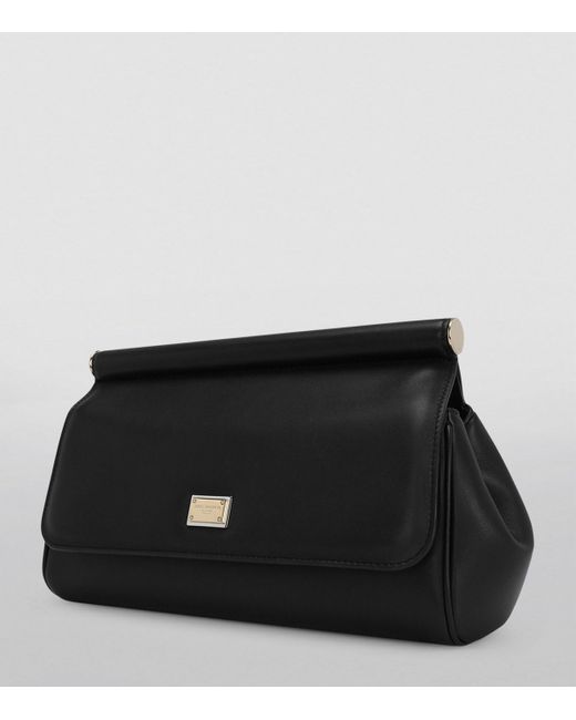 Dolce & Gabbana Black Large Leather Sicily Clutch Bag