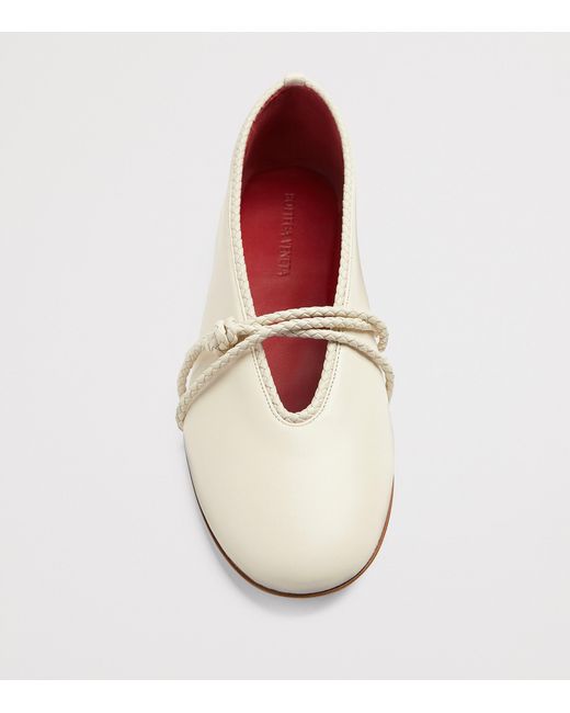 Bottega Veneta White Lambskin Rosa Ballet Flats