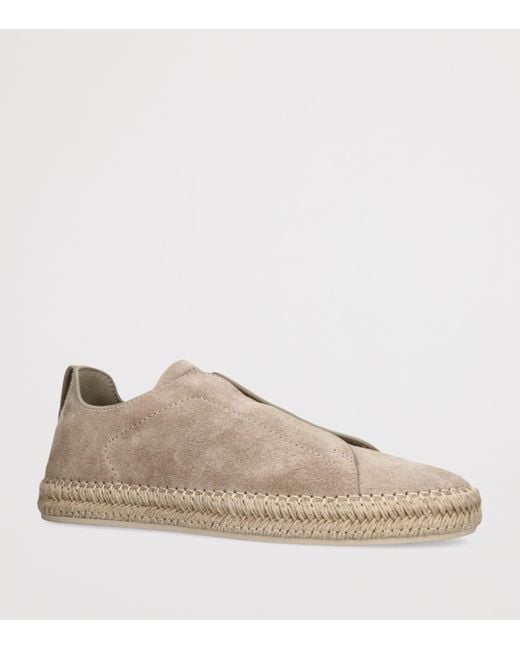 Zegna Natural Suede Triple Stitch Espadrilles for men