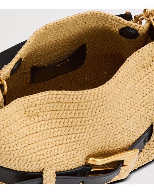 Balmain Metallic Medium Faux-Raffia Anthem Shoulder Bag