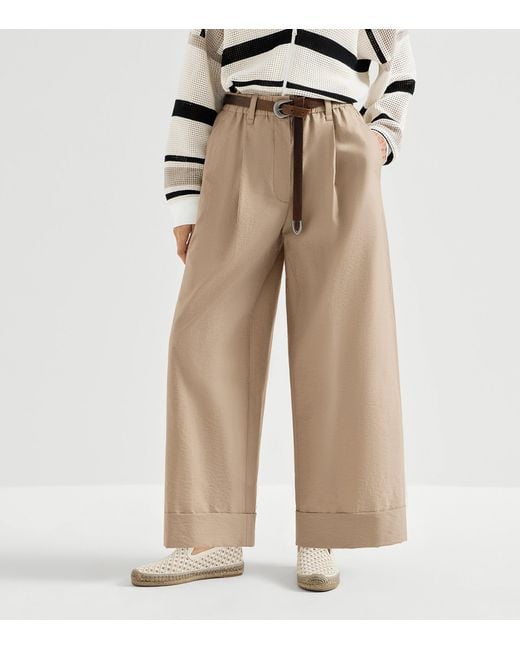 Brunello Cucinelli Natural Pleated Trousers