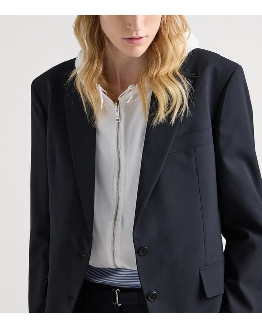 Prada Blue Wool Single-Breasted Blazer