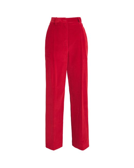 Weekend by Maxmara Red Corduroy Straight Trousers