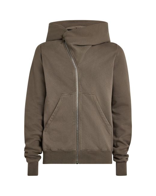 Rick Owens Brown Asymmetric Mountain Hoodie for men