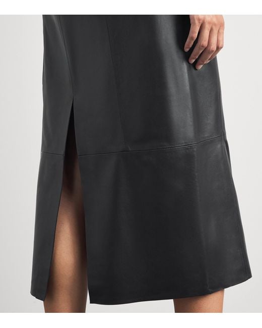 Vince Gray Lambskin Midi Skirt