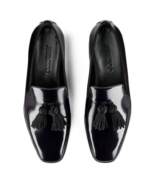 Jimmy Choo Black Foxley Patent Leather Loafers for men