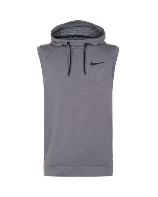 Nike Dri-fit Sleeveless Hoodie in Gray for Men | Lyst
