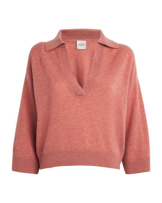 LeKasha Pink Organic Cashmere Polo Sweater