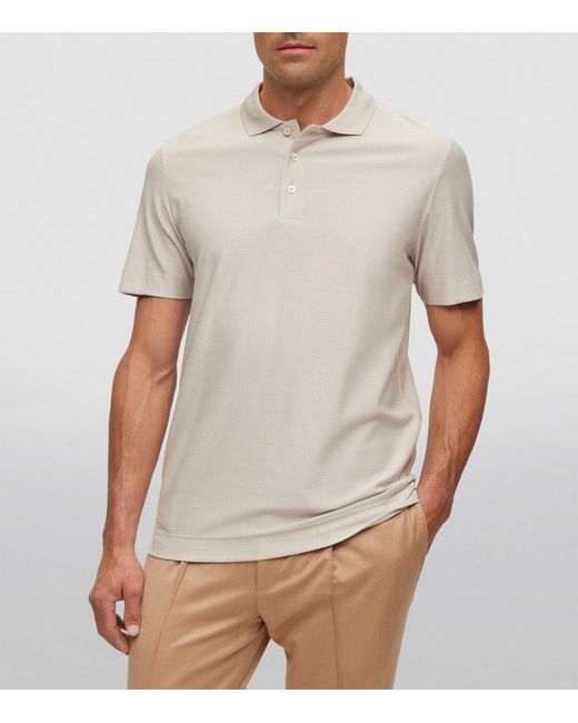 Boss White Cotton-Silk Polo Shirt for men