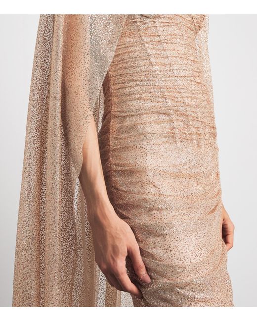 Sandra Mansour Natural Glitter Veil Of Light Gown