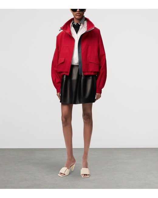 Loewe Red Cotton-Silk Bomber Jacket